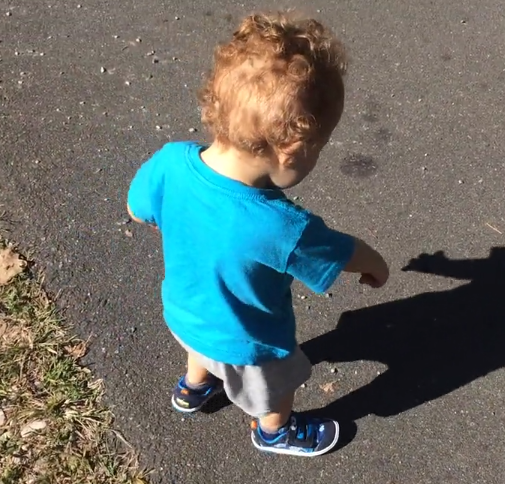 Aidan sees his shadow!